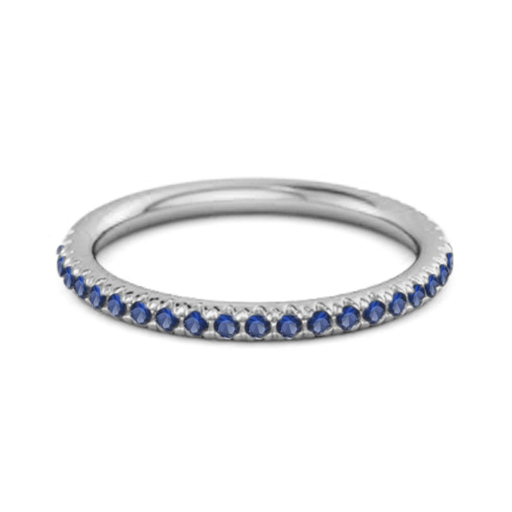 Blue Sapphire Eternity Ring – Sterling Silver