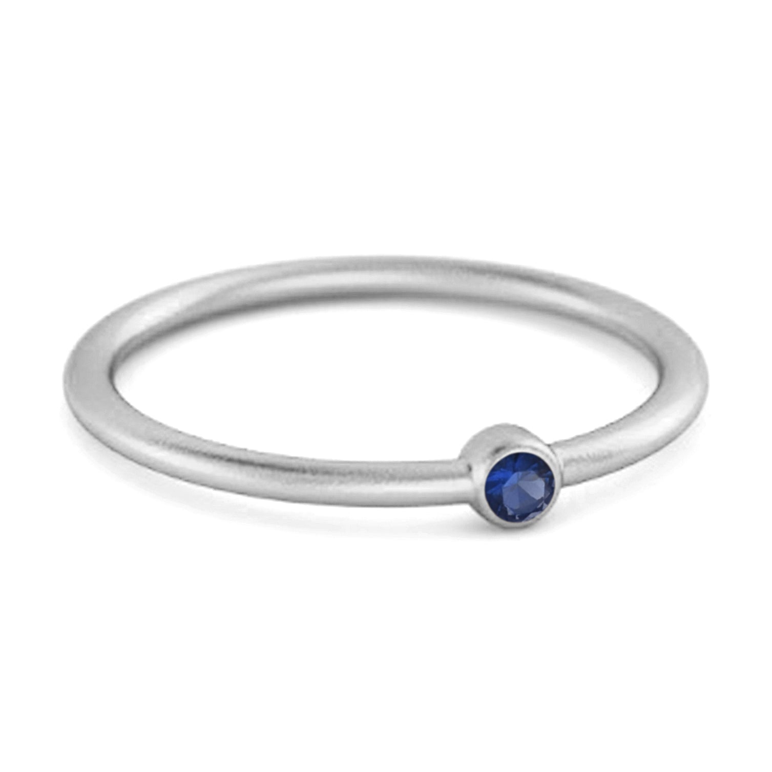 Blue Sapphire Solitaire Ring – Sterling Silver