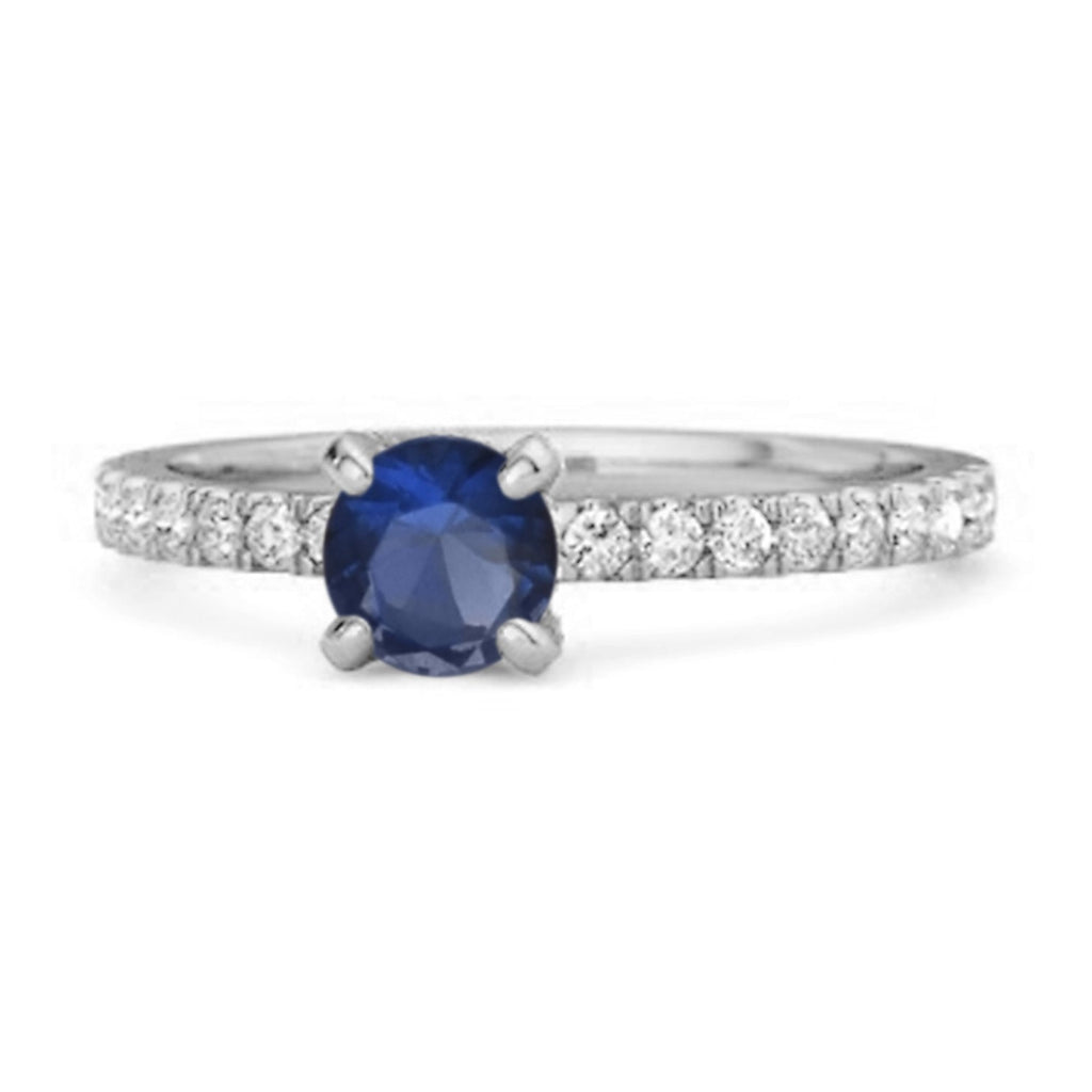 Blue Sapphire Solitaire Ring – Sterling Silver