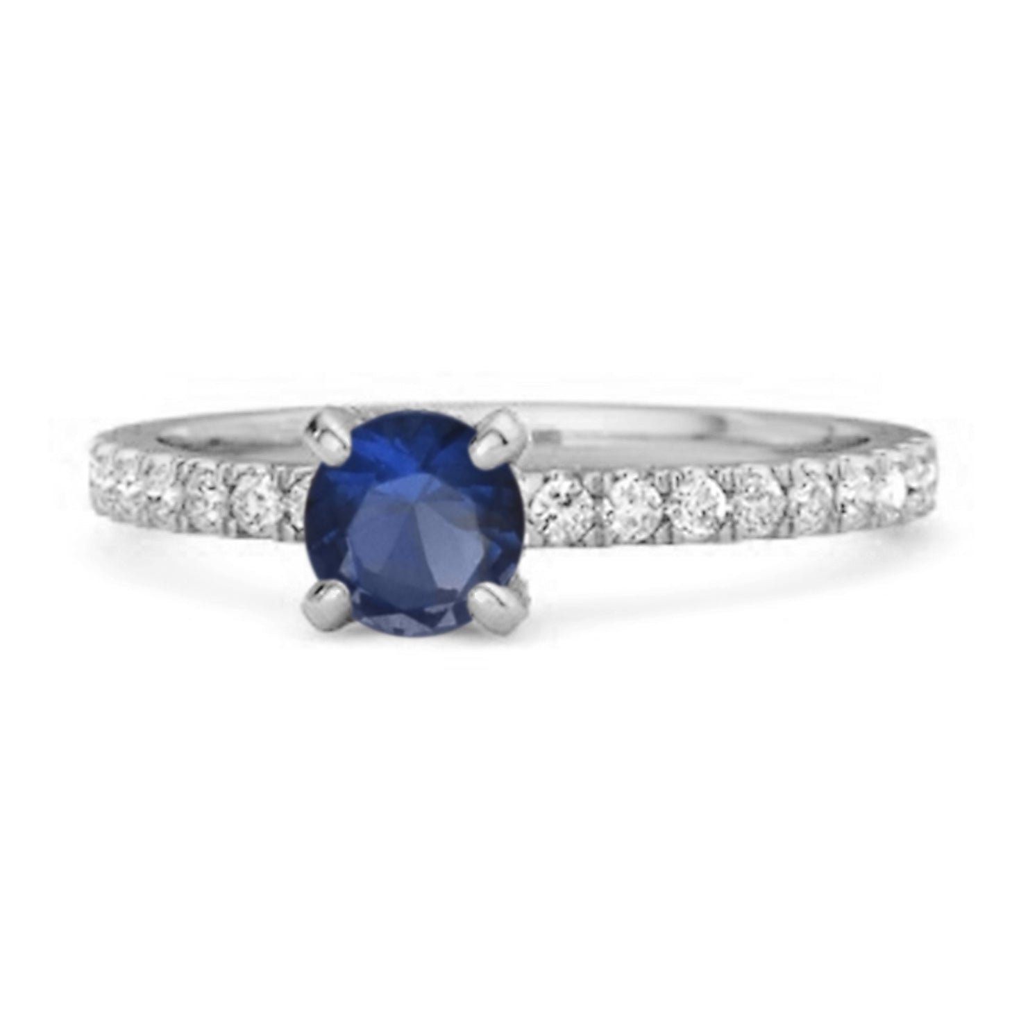 Blue Sapphire Solitaire Ring – Sterling Silver