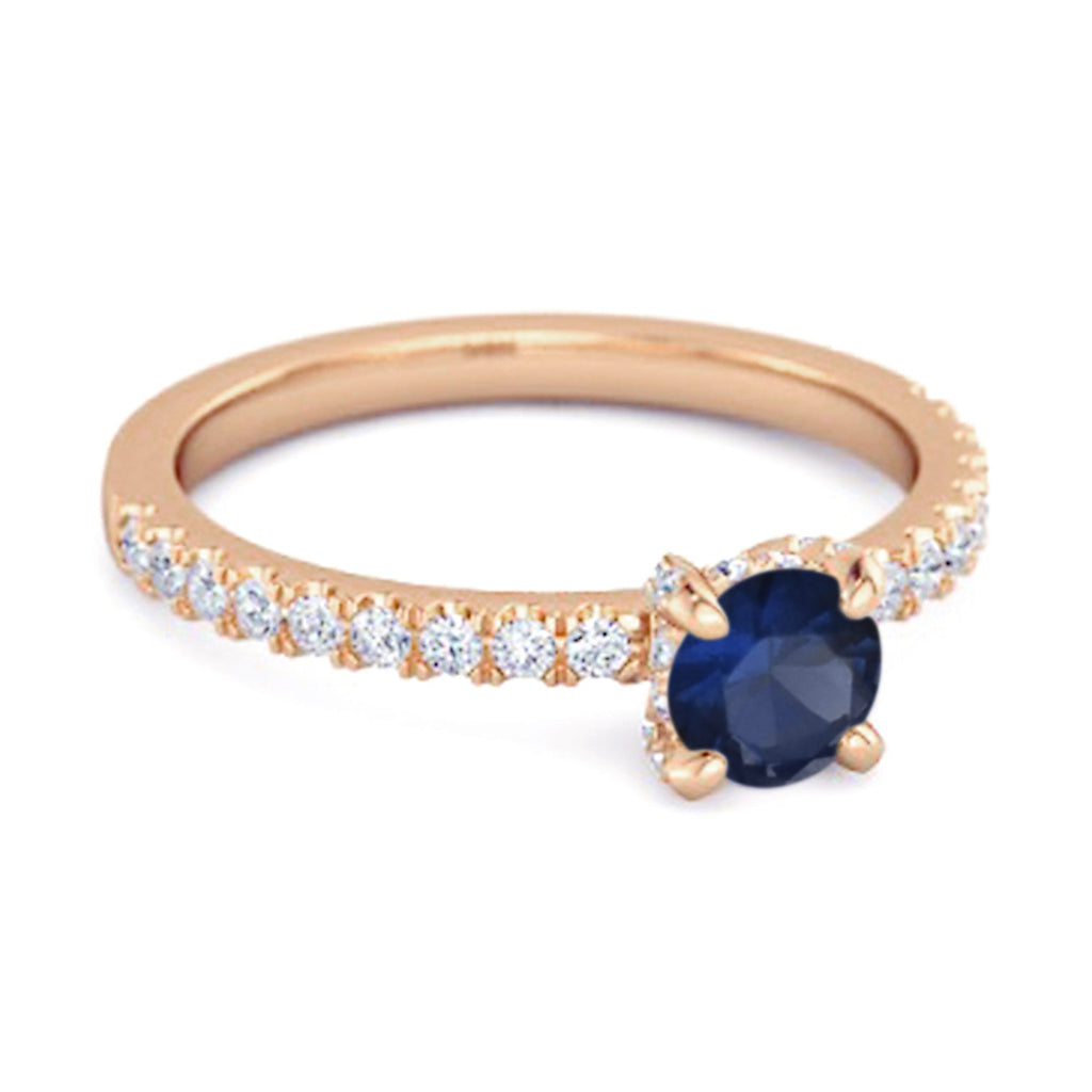Blue Sapphire Solitaire Ring – Sterling Silver