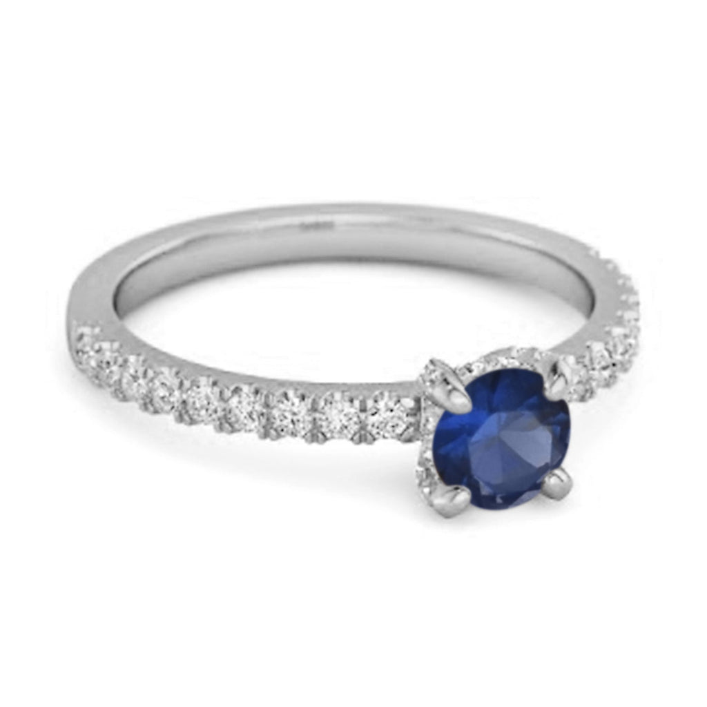 Blue Sapphire Solitaire Ring – Sterling Silver