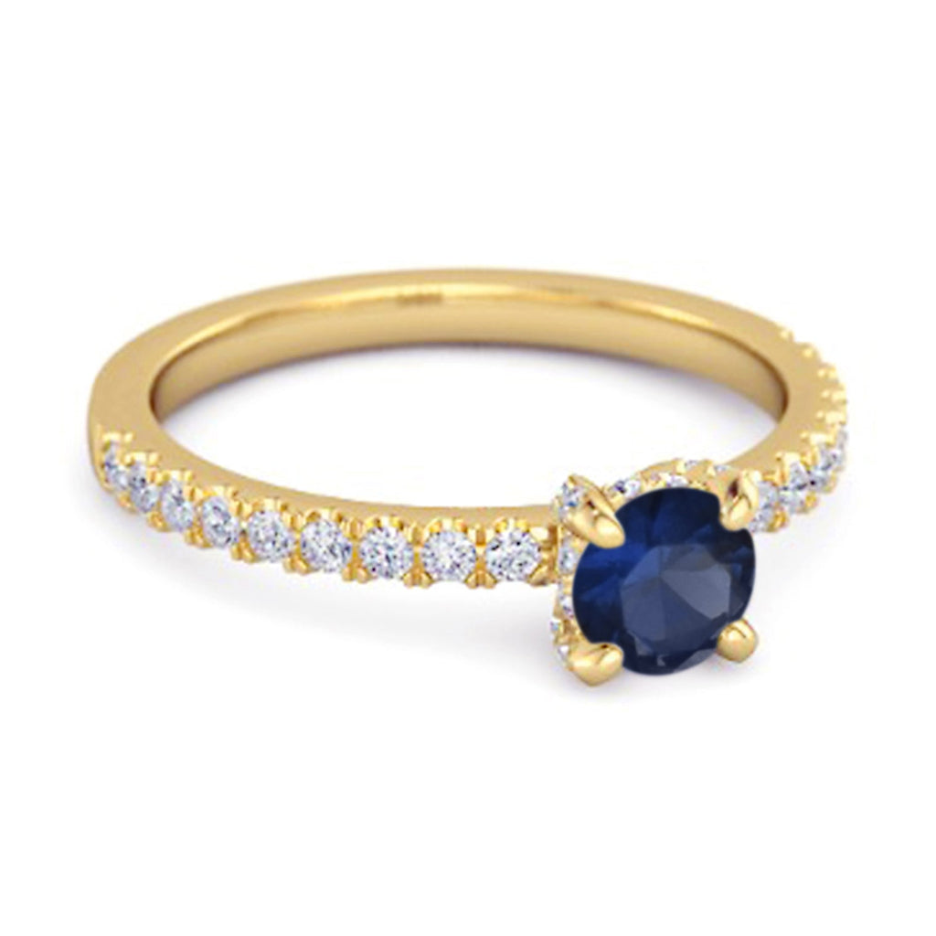 Blue Sapphire Solitaire Ring – Sterling Silver