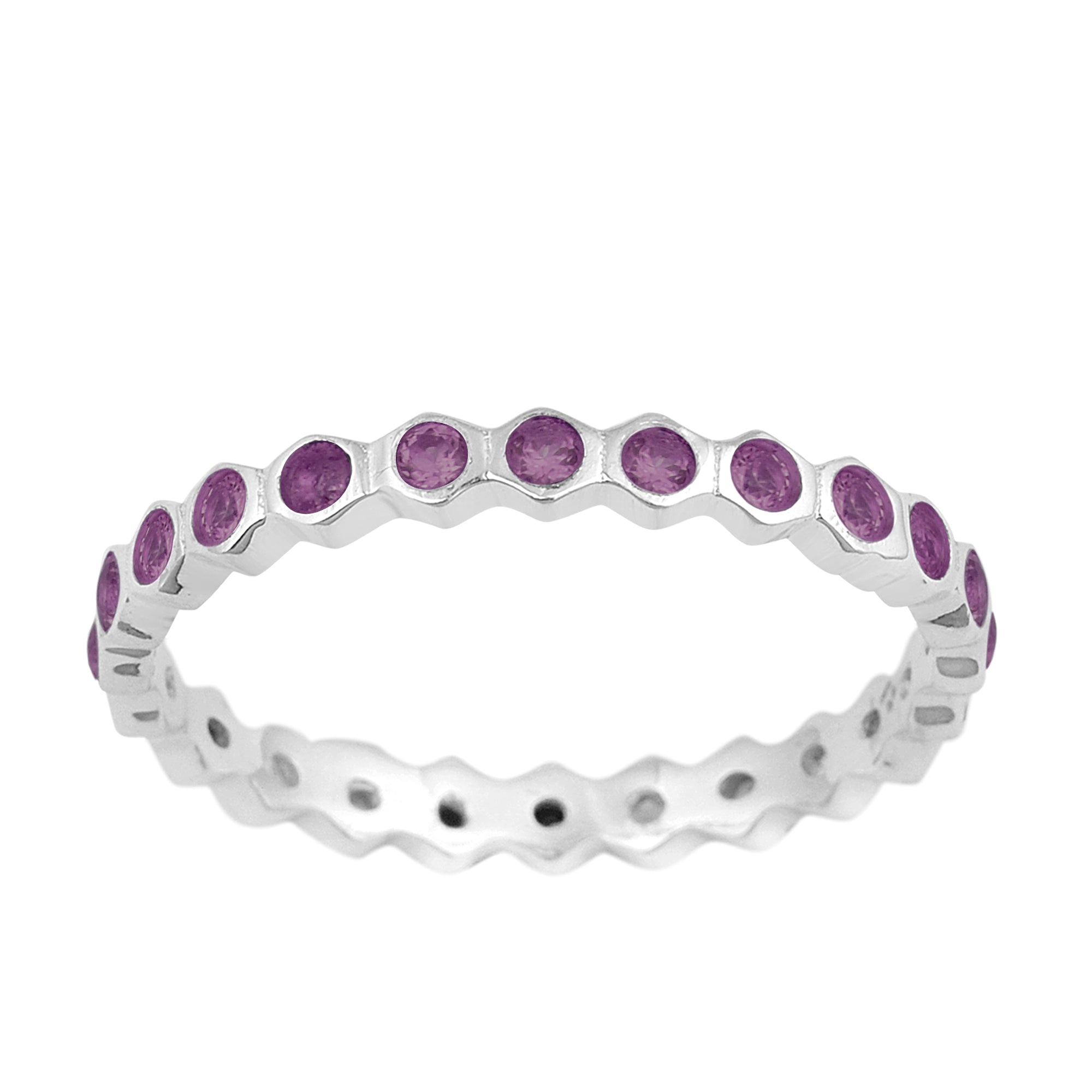 Amethyst Full Eternity Ring – Sterling Silver