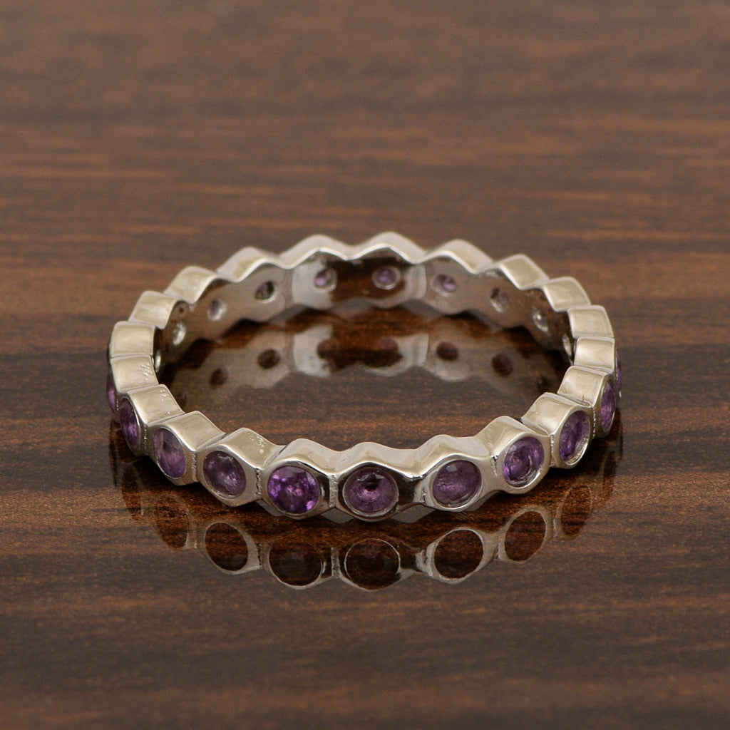 Amethyst Full Eternity Ring – Sterling Silver