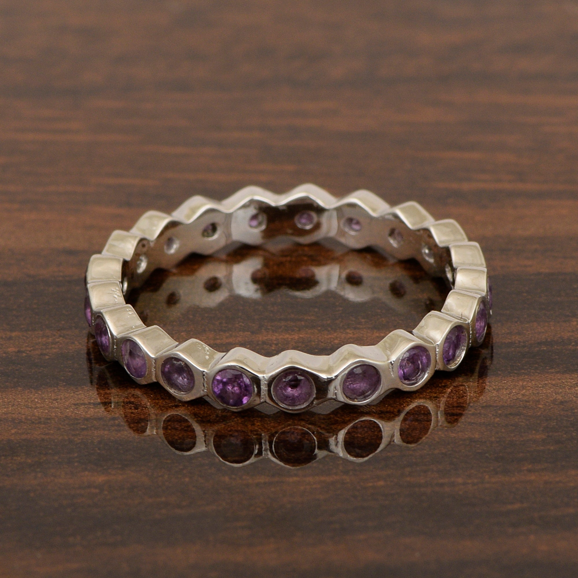 Amethyst Full Eternity Ring – Sterling Silver