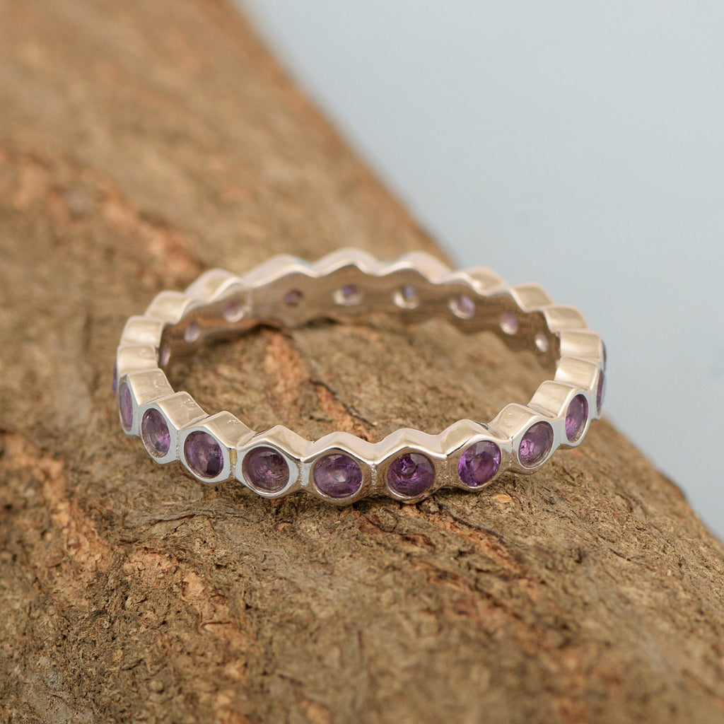 Amethyst Full Eternity Ring – Sterling Silver