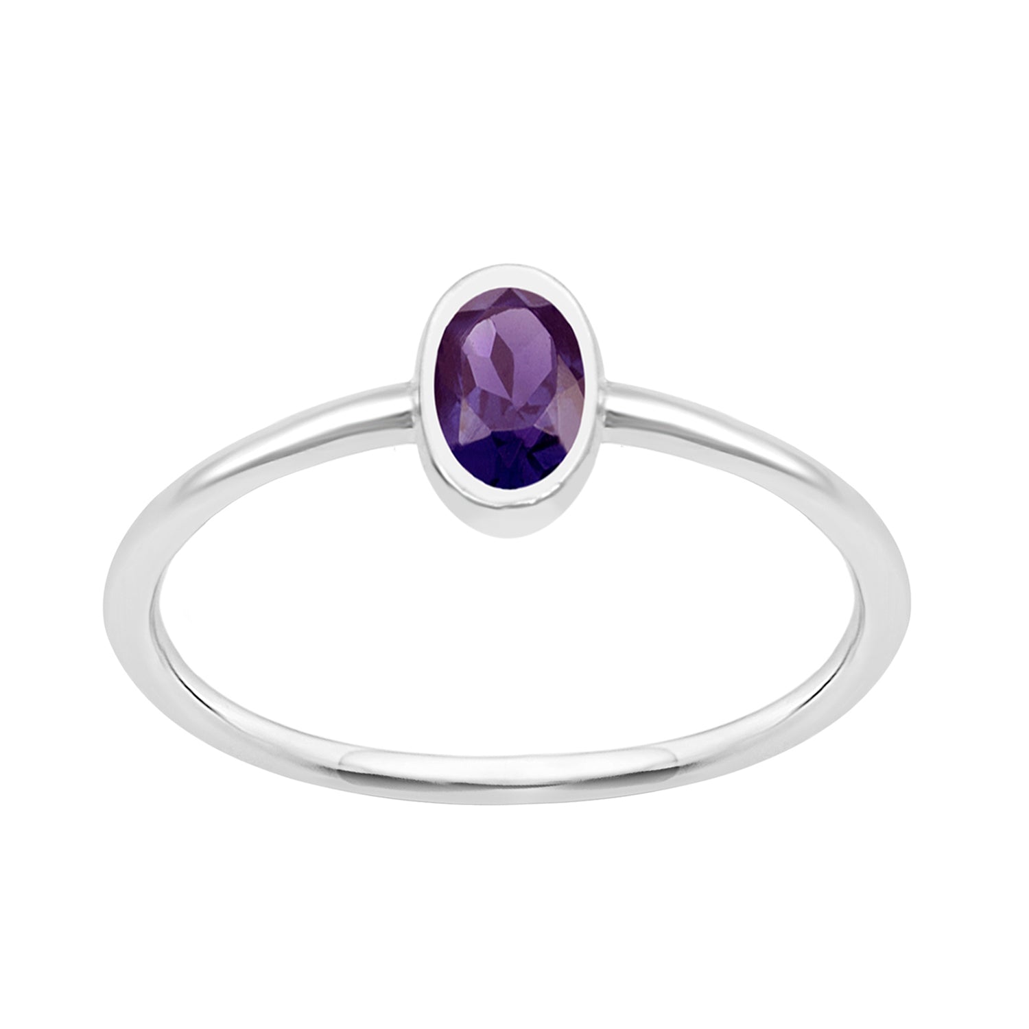 Amethyst Solitaire Ring – Sterling Silver