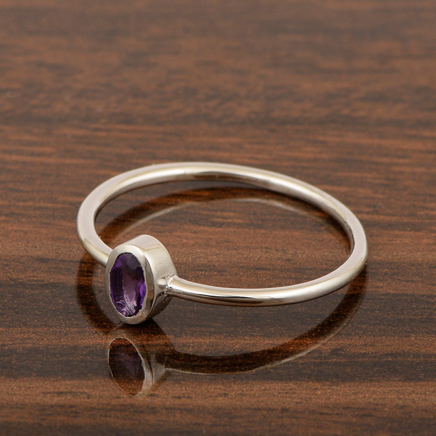 Amethyst Solitaire Ring – Sterling Silver