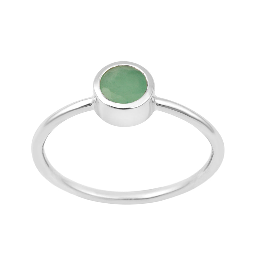 Emerald Bezel Set Solitaire Ring – Sterling Silver-0