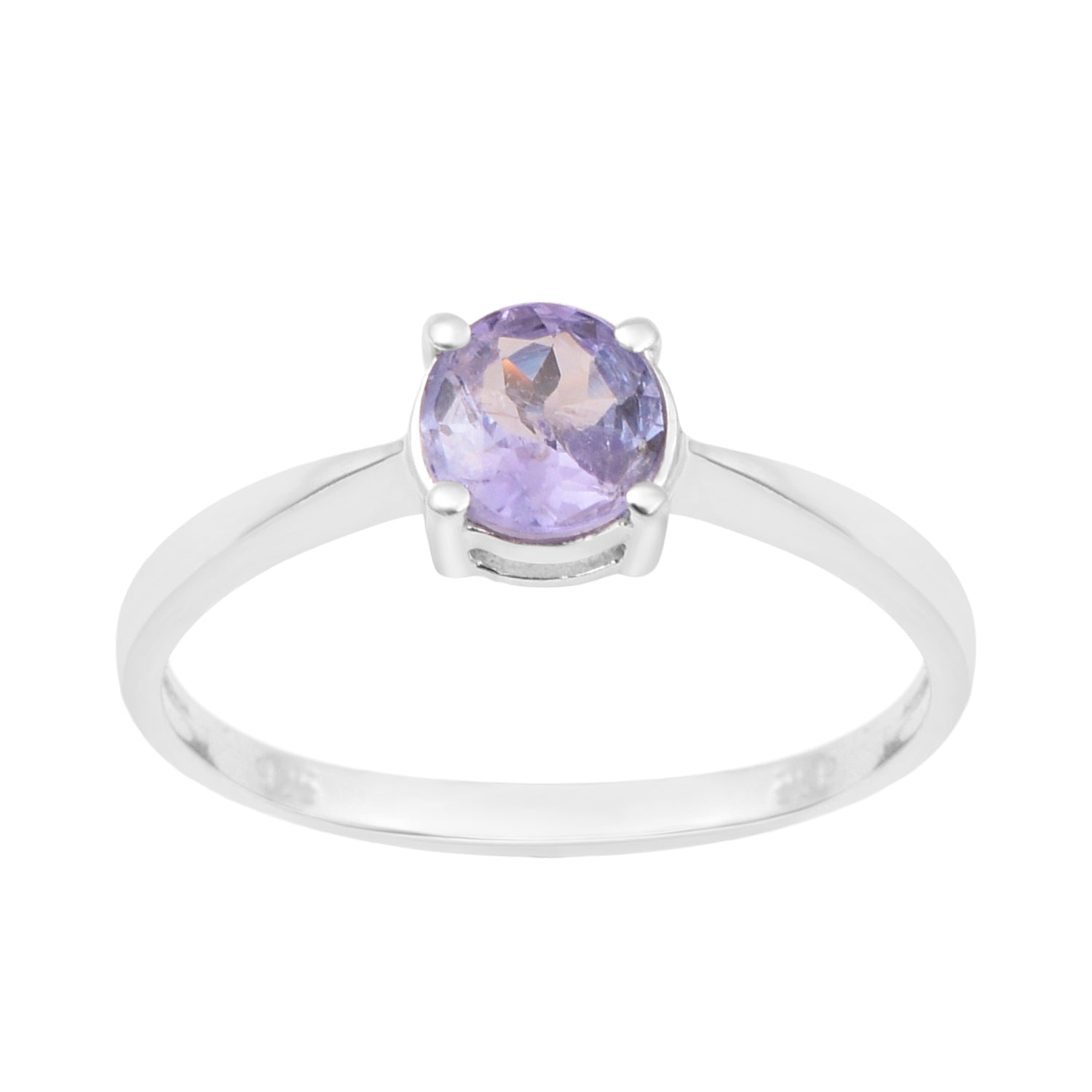 Amethyst Solitaire Ring - Sterling Silver-0