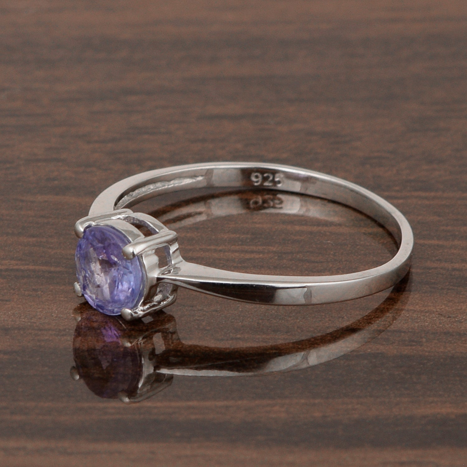 Amethyst Solitaire Ring - Sterling Silver-1