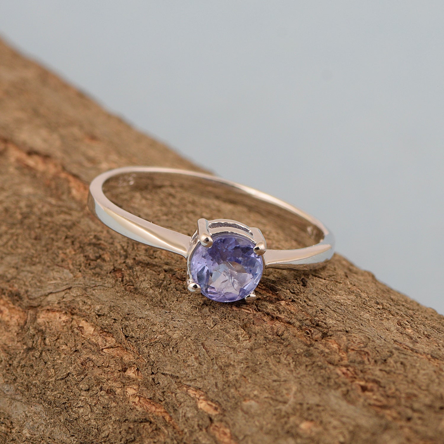 Amethyst Solitaire Ring - Sterling Silver-2