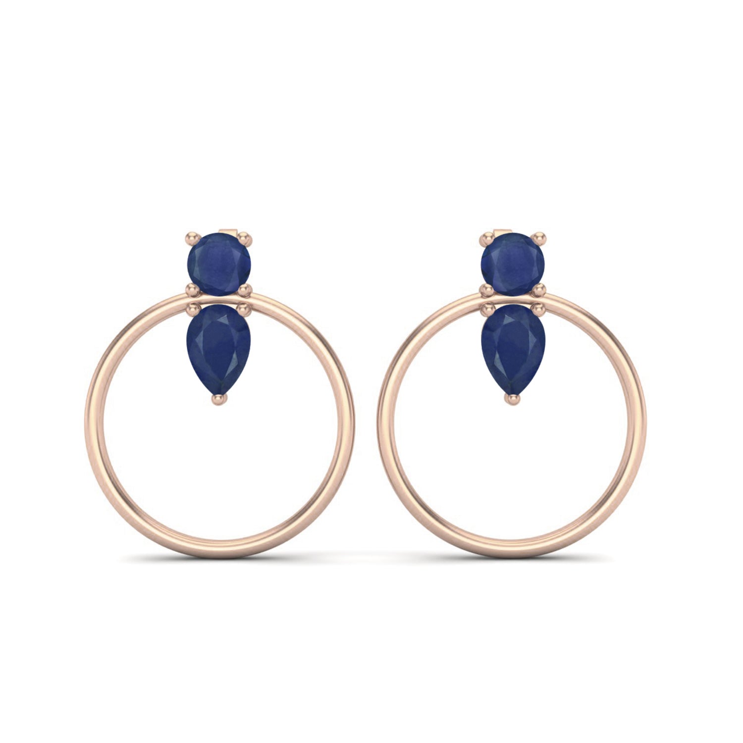 Blue Sapphire Open Circle Drop Earrings – Sterling Silver