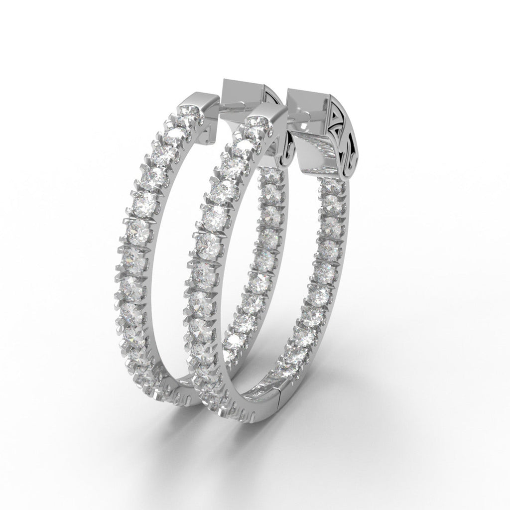 Sterling silver in and out moissanite hoop earrings