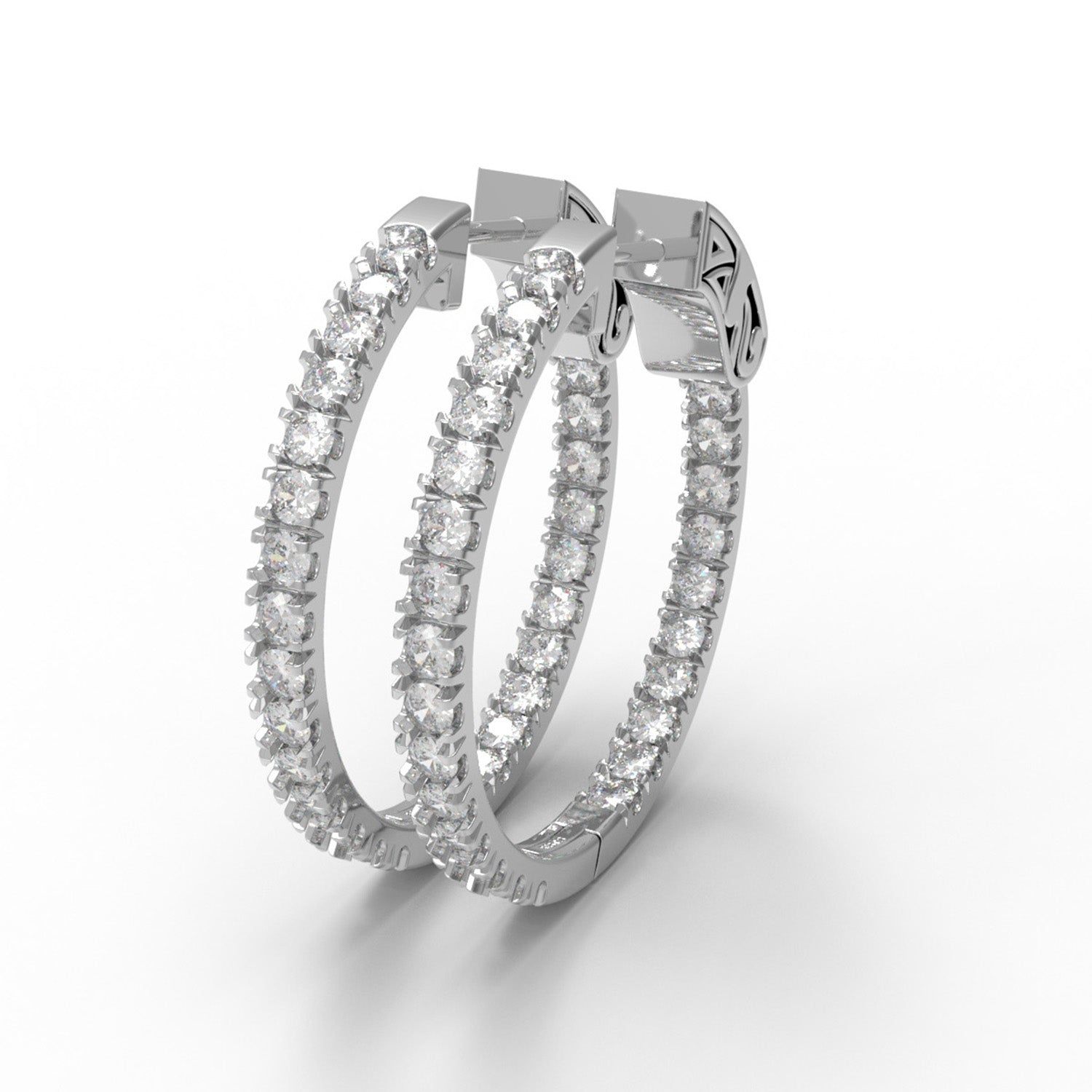 Sterling silver in and out moissanite hoop earrings