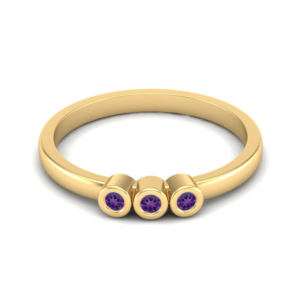 Amethyst Triple Stone Ring – Sterling Silver