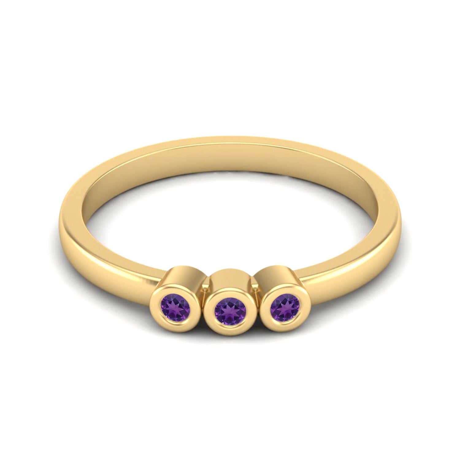Amethyst Triple Stone Ring – Sterling Silver