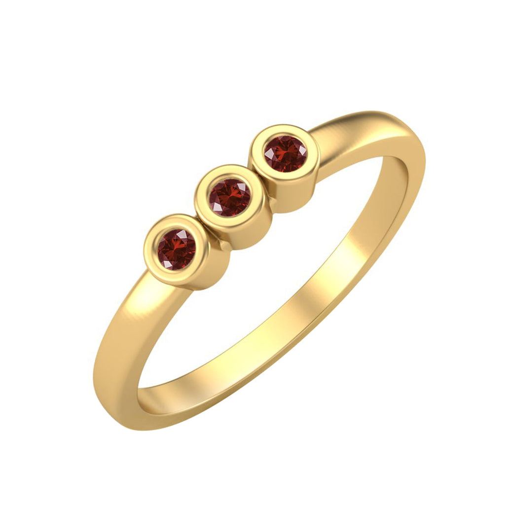 Ruby Three Stone Bezel Set Ring – Sterling Silver-2