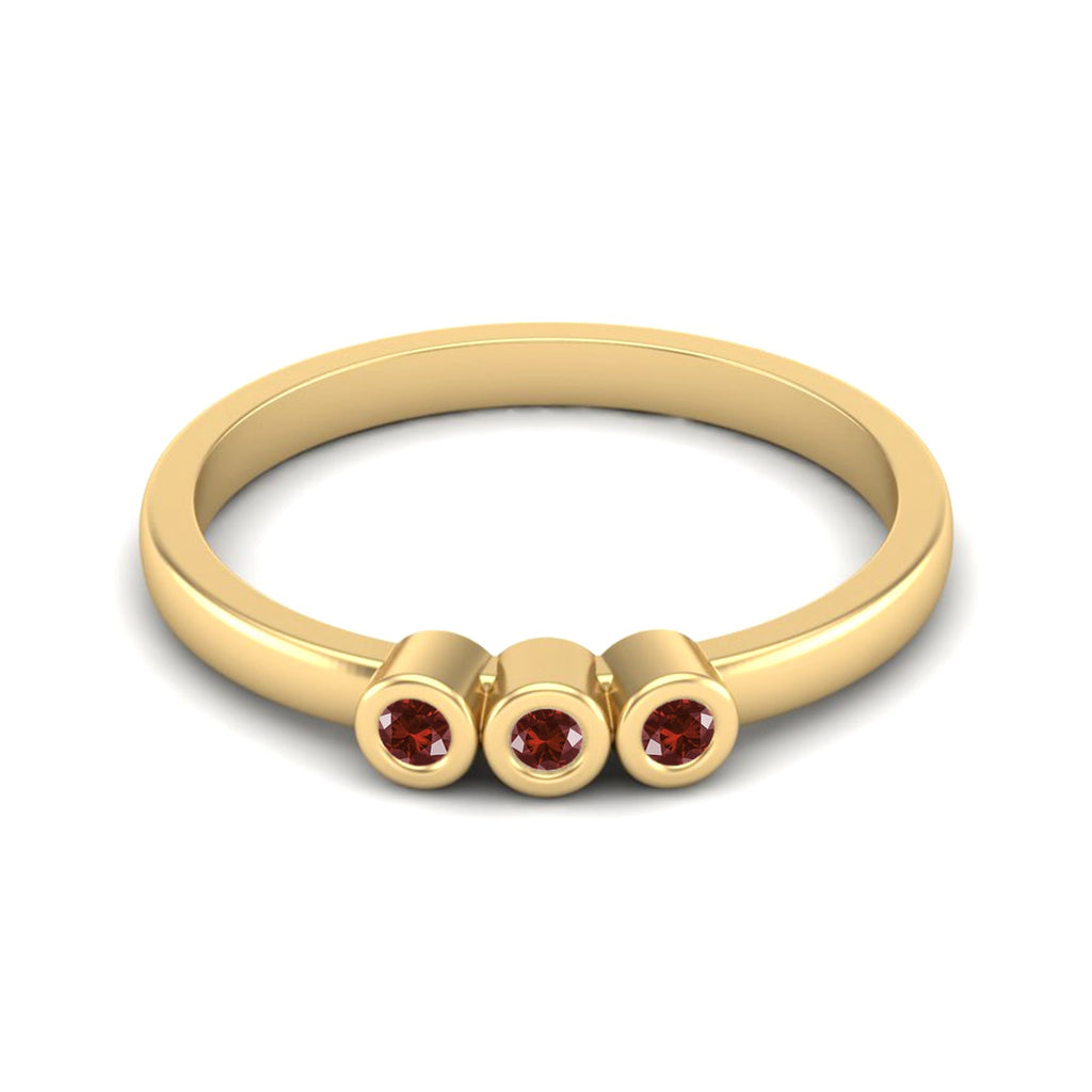 Ruby Three Stone Bezel Set Ring – Sterling Silver-3