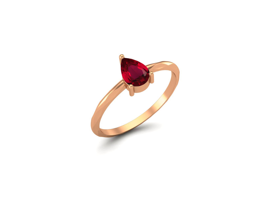 Pear-Shaped Ruby Twisted Band Ring – Sterling Silver