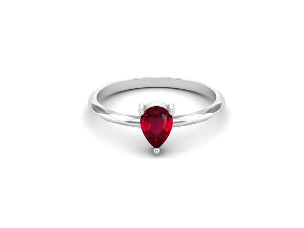 Pear-Shaped Ruby Twisted Band Ring – Sterling Silver