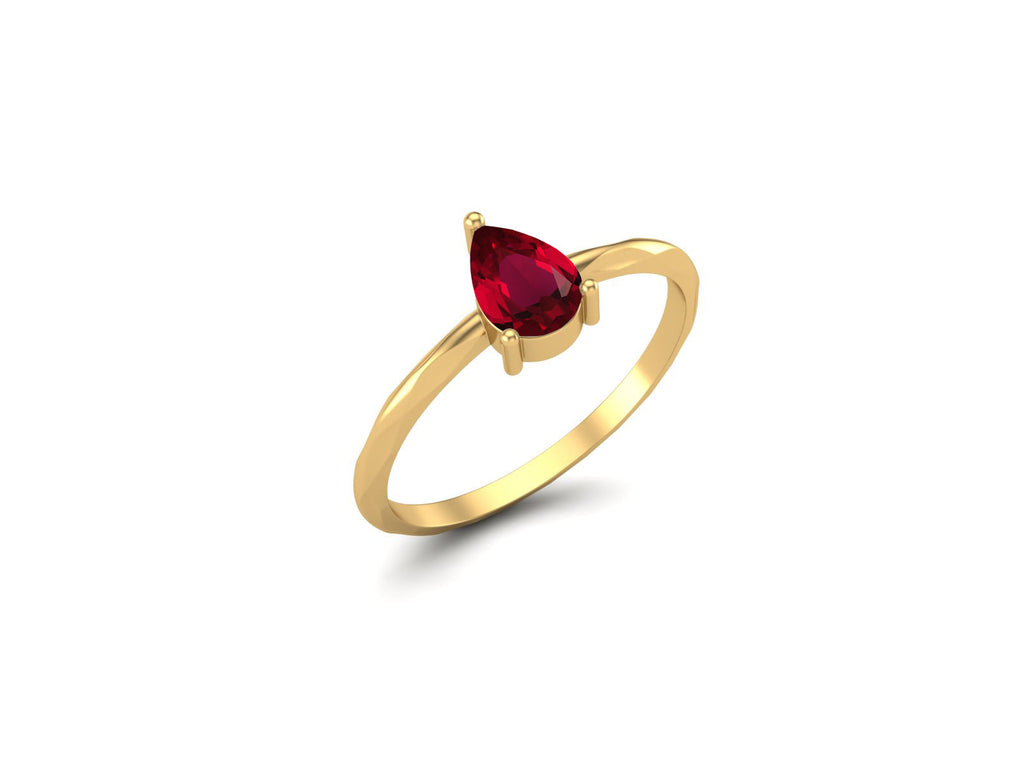 Pear-Shaped Ruby Twisted Band Ring – Sterling Silver