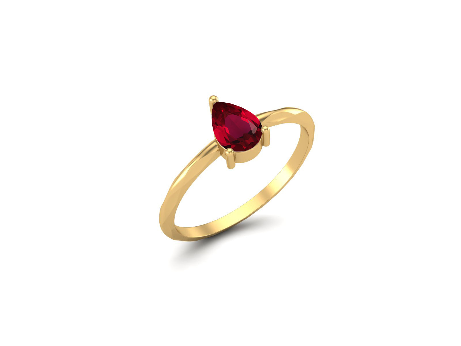 Pear-Shaped Ruby Twisted Band Ring – Sterling Silver