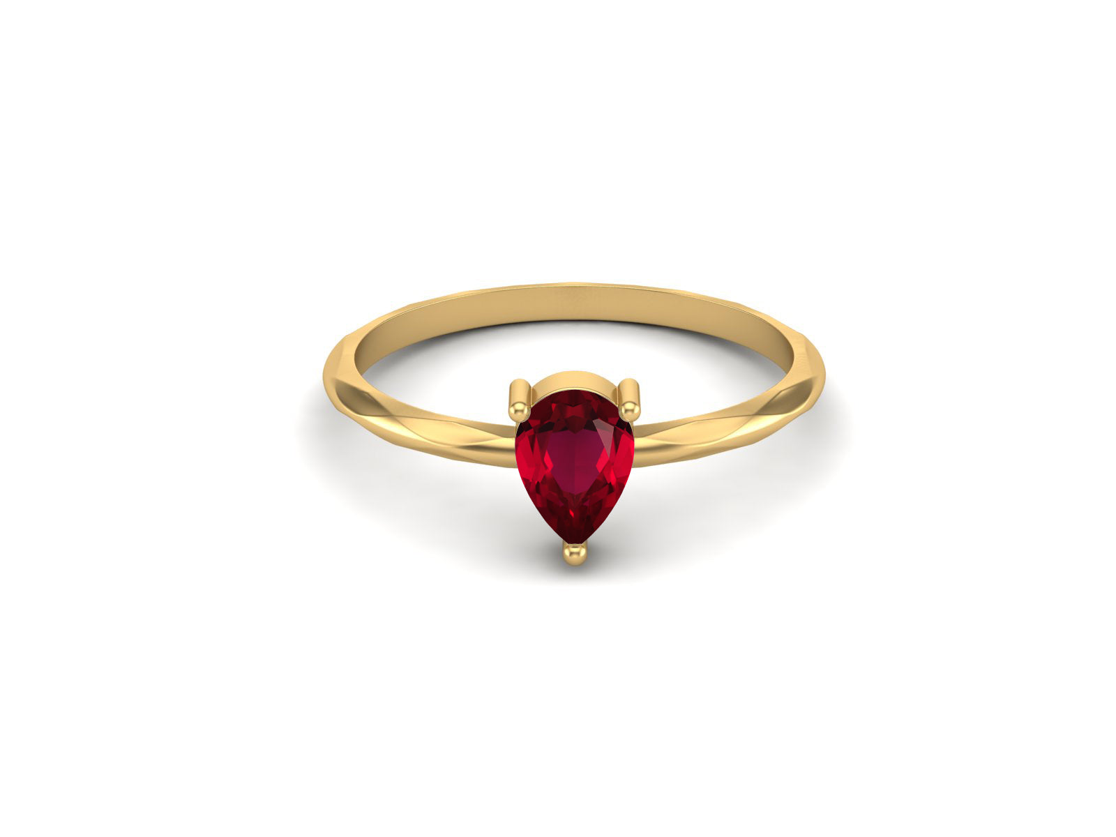 Pear-Shaped Ruby Twisted Band Ring – Sterling Silver