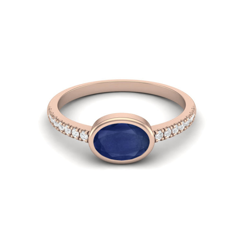 Blue Sapphire Bezel Set Ring – Sterling Silver
