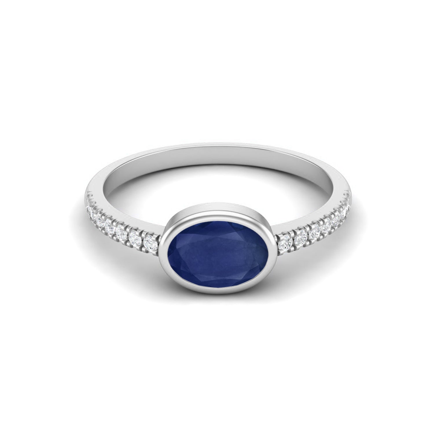 Blue Sapphire Bezel Set Ring – Sterling Silver