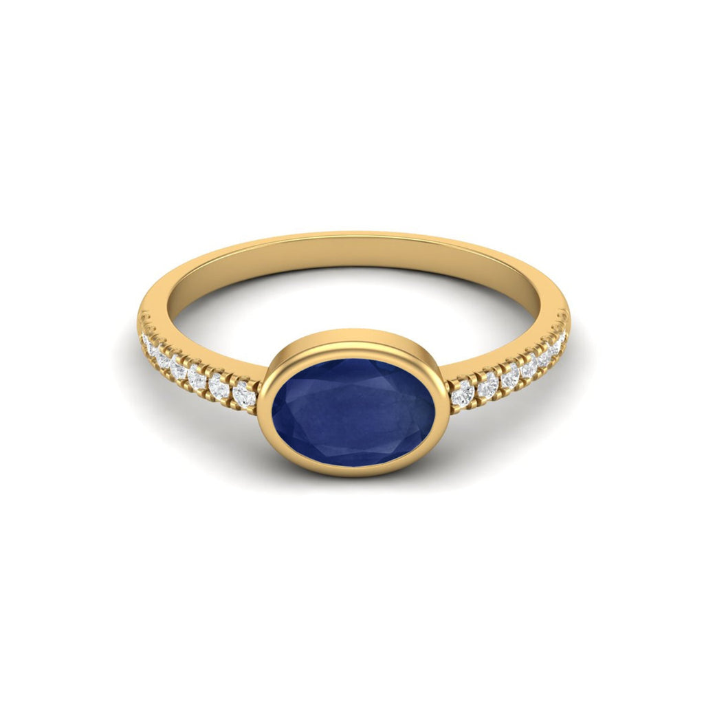 Blue Sapphire Bezel Set Ring – Sterling Silver