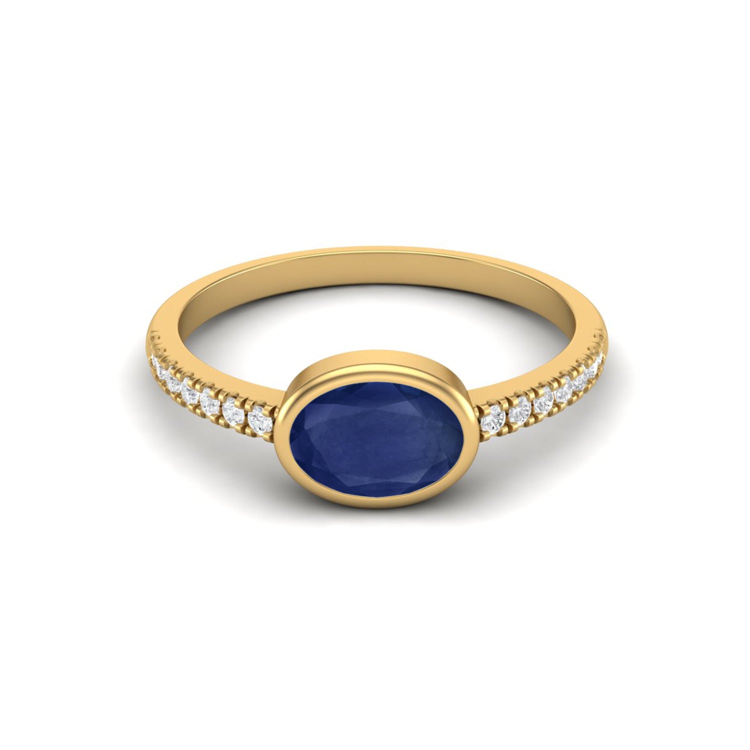 Blue Sapphire Bezel Set Ring – Sterling Silver