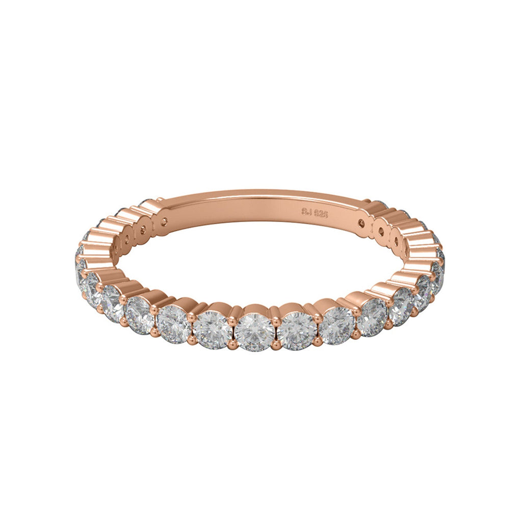 Rose gold moissanite eternity band ring