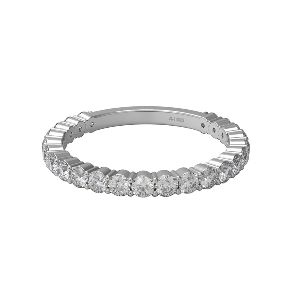 Classic prong set moissanite eternity band ring