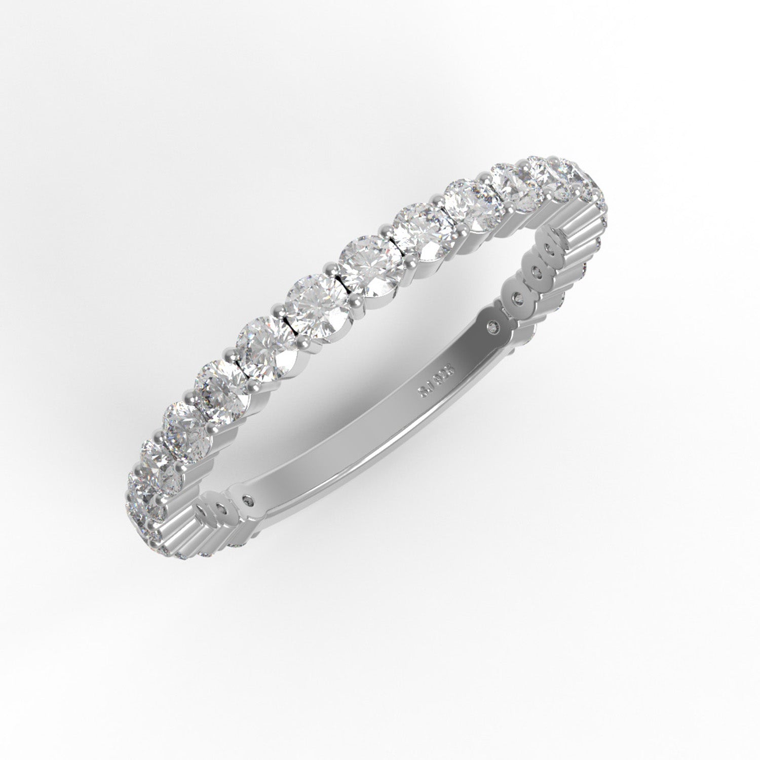 Sterling silver moissanite eternity band ring