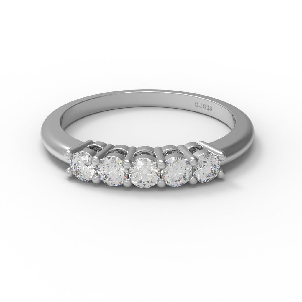 Sterling silver moissanite half eternity ring