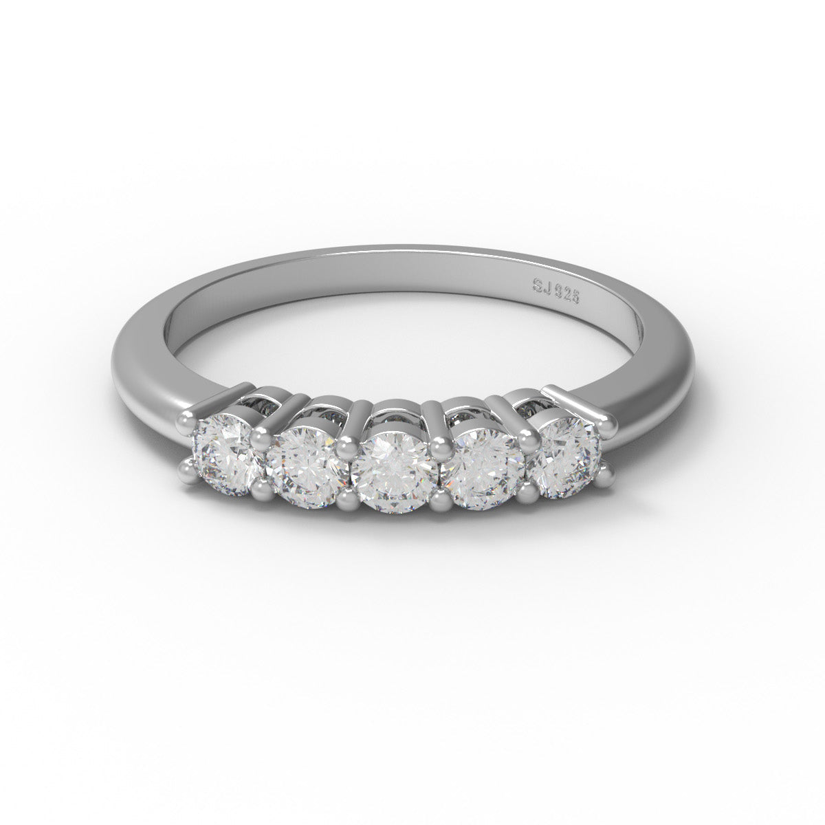 Sterling silver moissanite half eternity ring
