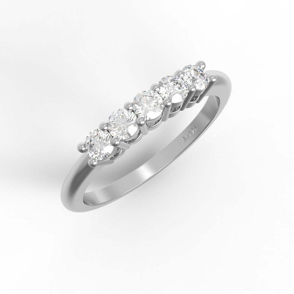 Sterling silver moissanite half eternity ring