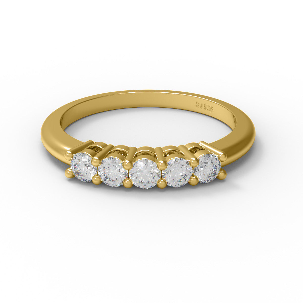 Gold moissanite half eternity ring